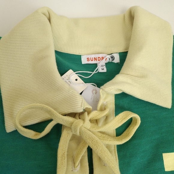 Anthropologie Sundry "Match" Lace-up Crop Polo Top NWT - Picture 7 of 12